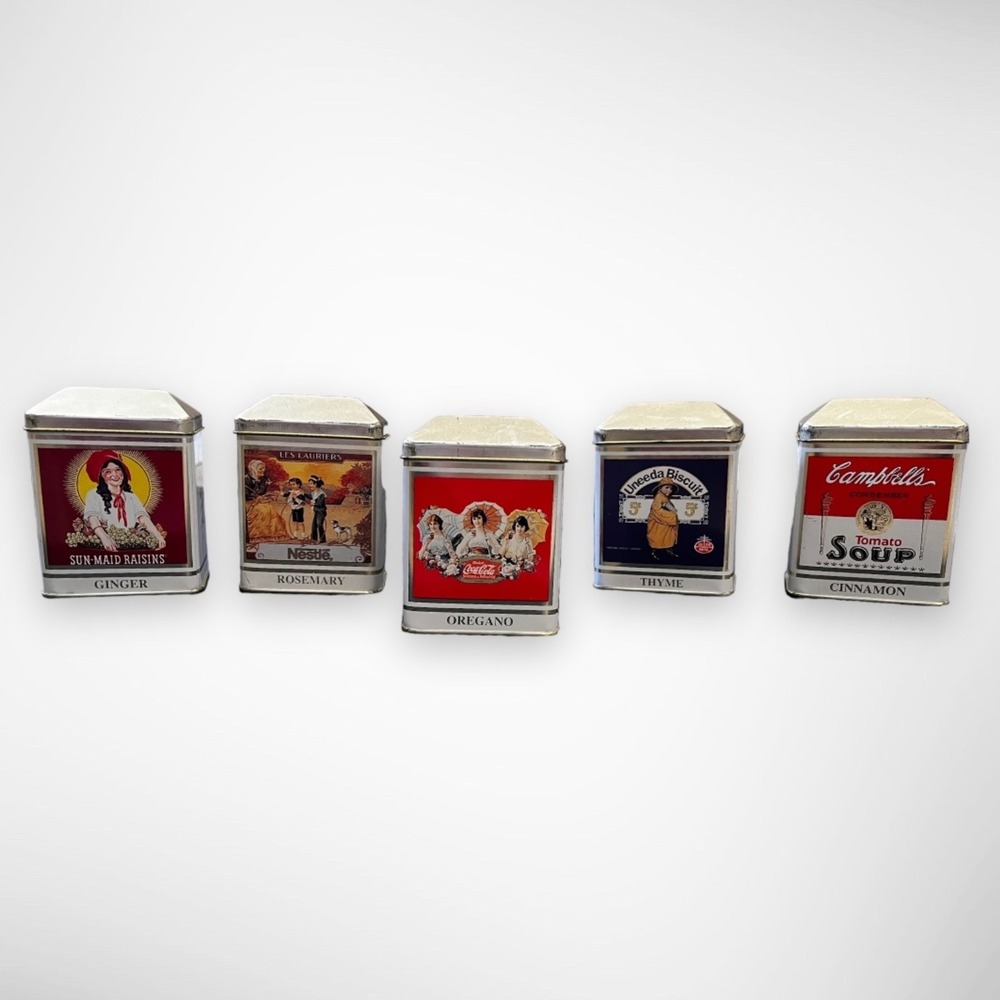 BRISTOL WARE Vintage 90's Set of 5 Spice Tins | EUC - Picture 3 of 8